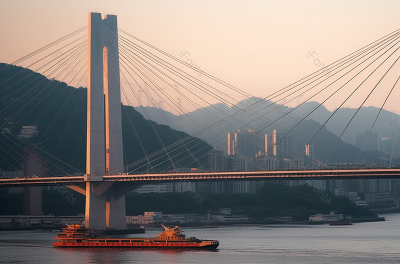 重庆东水门大桥特写远山城市建筑,高清,摄影图,摄影图片,图片大全,摄影图免费下载